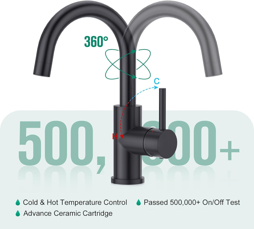 CREA Wasserhahn Küche, 360° Drehbare Küchenarmatur für Kleine Küche, Mischbatterie für Küche oder Ba