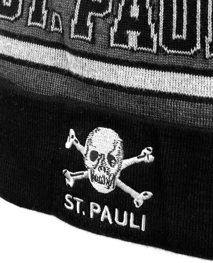 FC St. Pauli Bommelmütze Wintermütze Einheitsgrösse grau/schwarz, Einheitsgrösse grau/schwarz