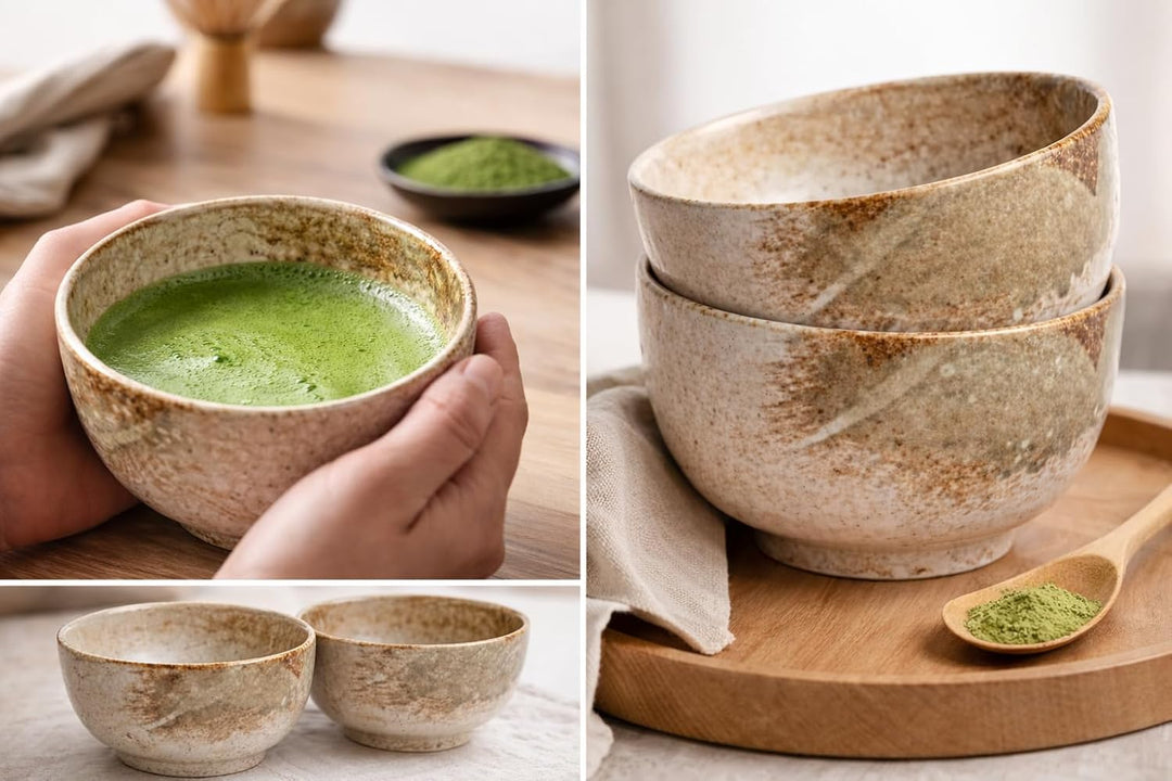 Matcha Bowl aus Porzellan – Made in Japan – 400 ml – Japanische Matcha Schale für Tee – Tee-Becher,