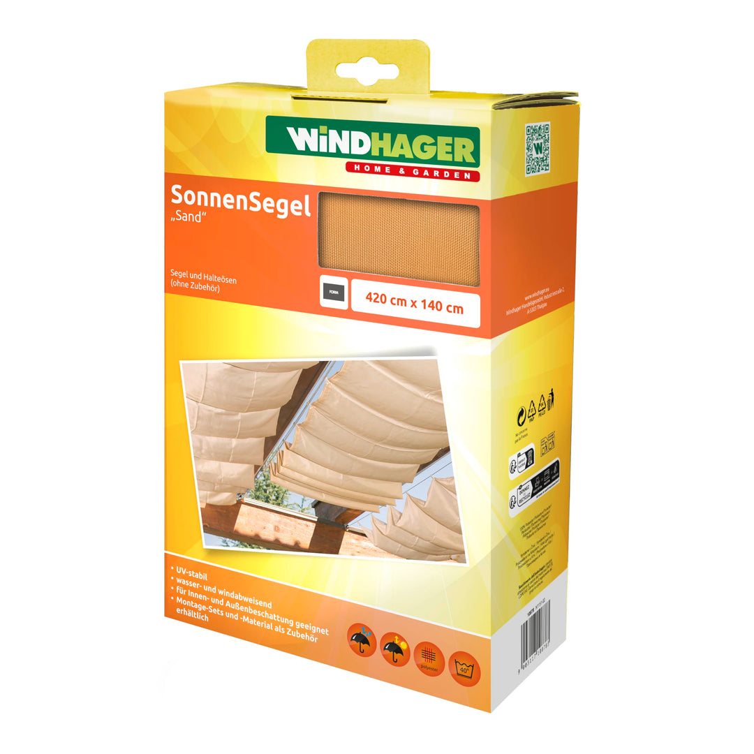 Windhager Sonnensegel für Seilspanntechnik, Wintergarten und Terrassen Beschattung, Seilspannmarkise