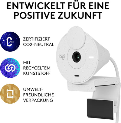 Logitech Brio 300 Full HD-Webcam mit Sichtschutz, Mikrofon mit Rauschunterdrückung, USB-C, Zertifizi