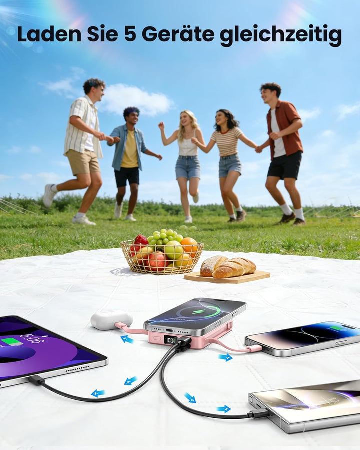Magsaf Power Bank 10000mAh, Wireless Magnetische Powerbank Schnelles Laden mit LED-Display Mini powe