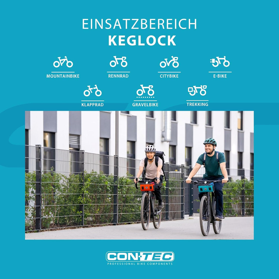 CONTEC Fahrrad Falt-Schloss KegLock, robuster Spezial-Stahl, 60 cm mit Halterung am Rahmen, Schlüsse