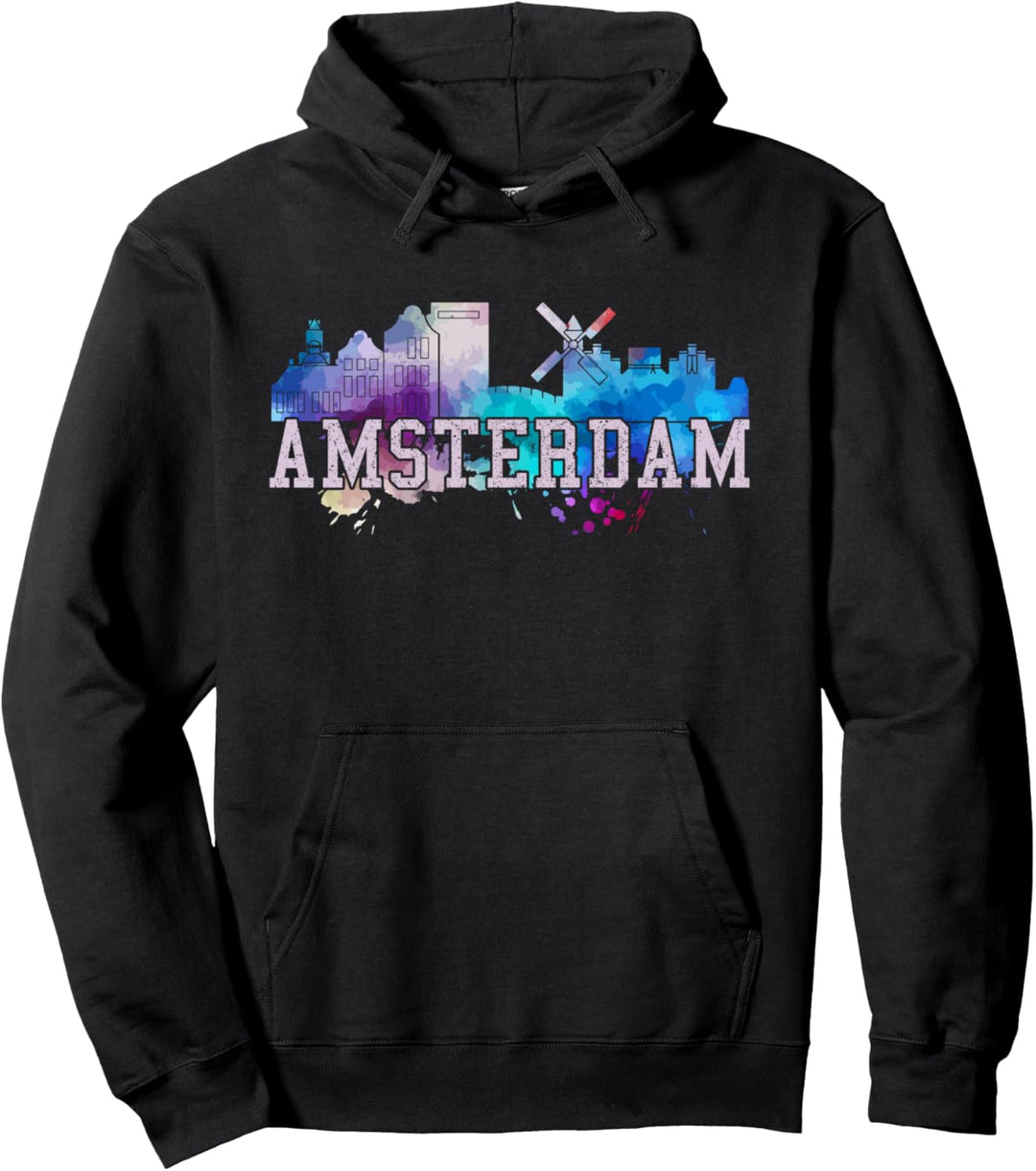 Amsterdam Skyline Windmühle Holland Niederlande Souvenir Pullover Hoodie