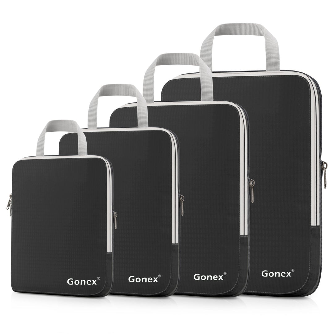 Compression Packing Cubes 3/4er Set, Gonex Kleidertaschen 4-teilig Verpackungswürfel, Kleidertaschen