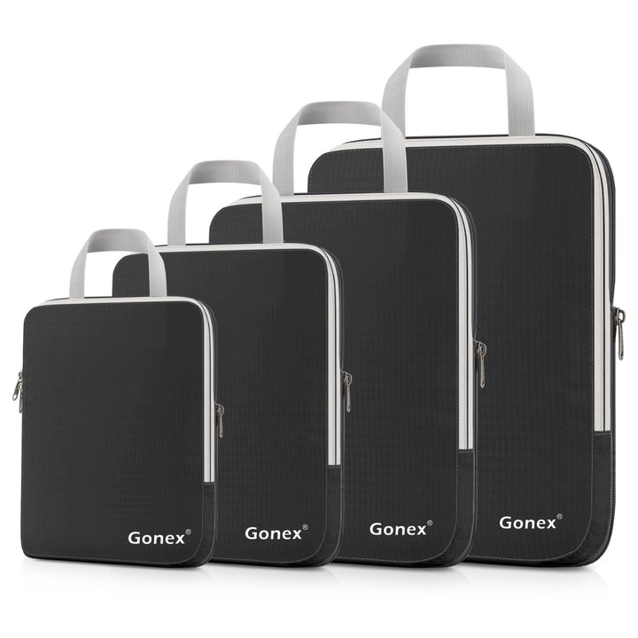 Compression Packing Cubes 3/4er Set, Gonex Kleidertaschen 4-teilig Verpackungswürfel, Kleidertaschen