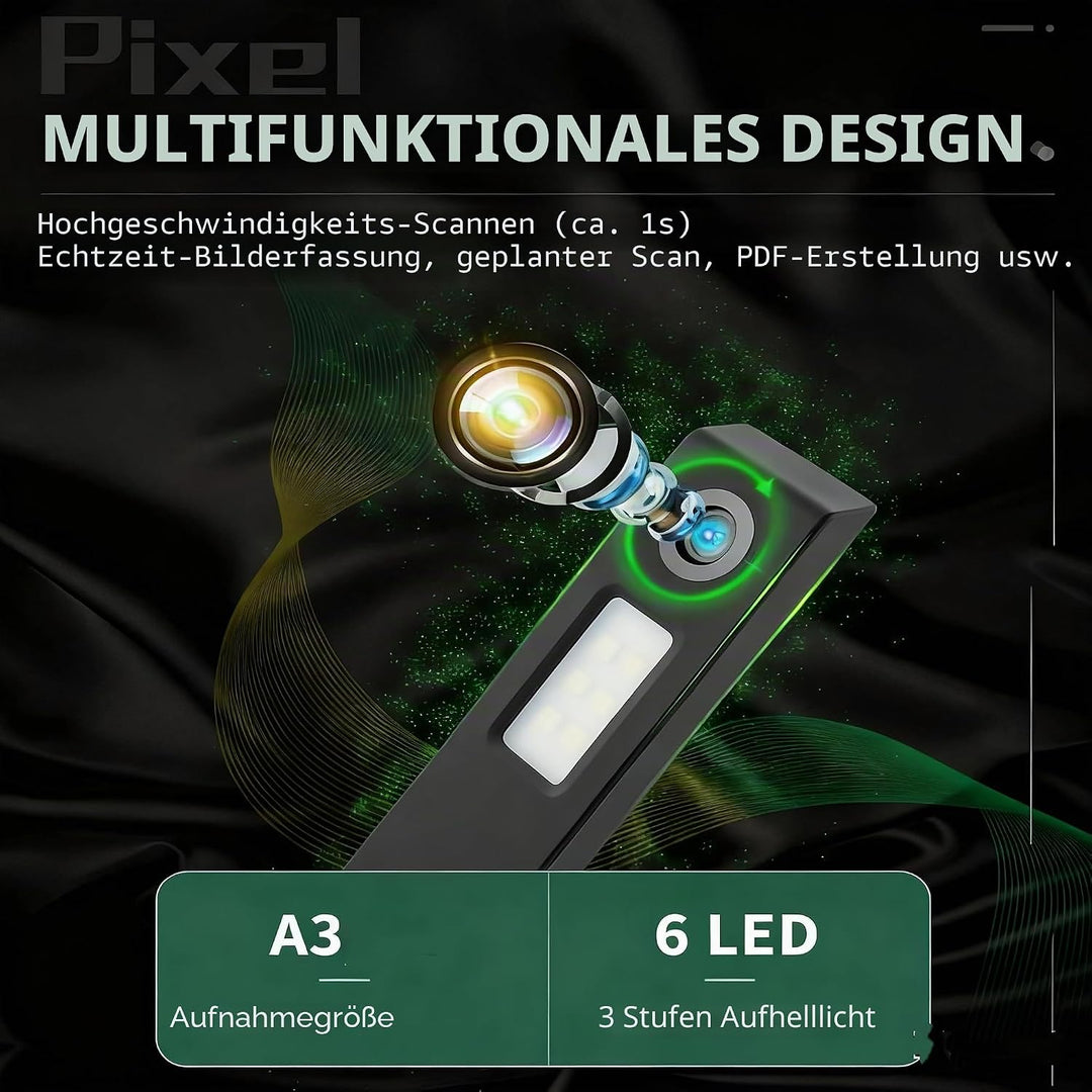 A3 Document Scanner USB Dokumentenscanner 13MP Faltbare Buchscanner OCR Visualizer 3-Level LED Dokum