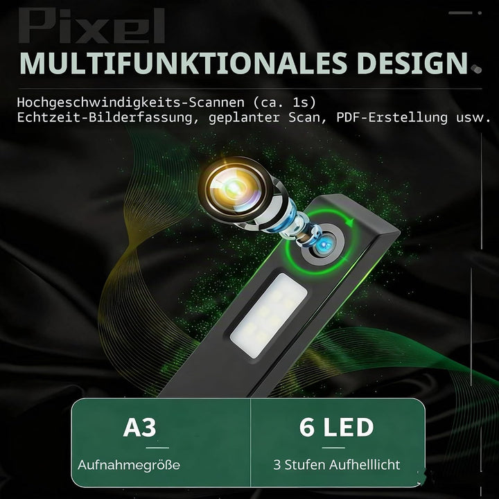 A3 Document Scanner USB Dokumentenscanner 13MP Faltbare Buchscanner OCR Visualizer 3-Level LED Dokum