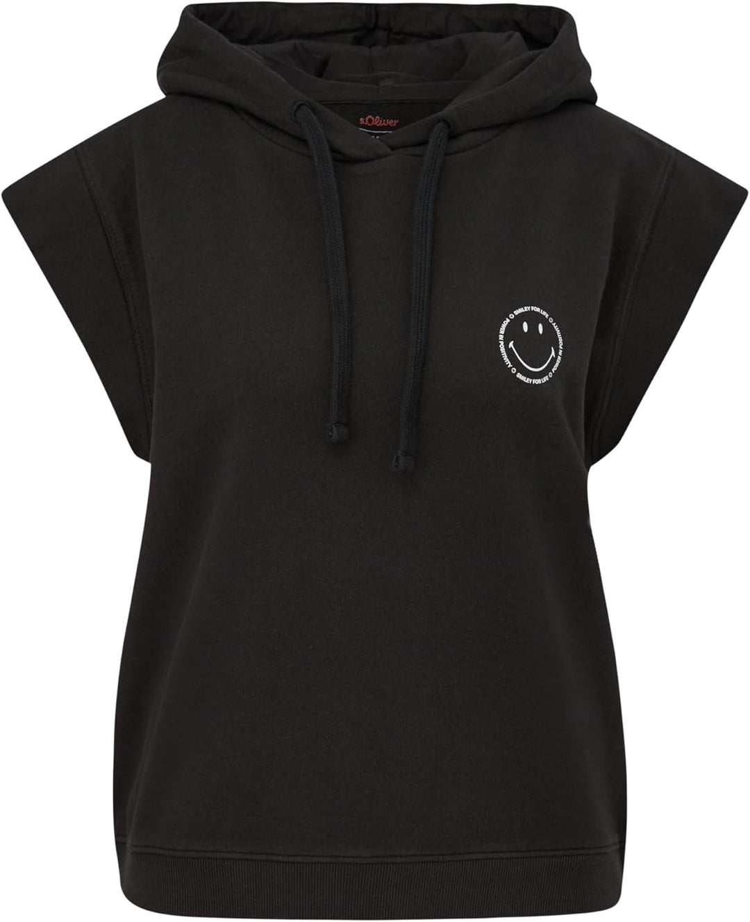s.Oliver Kurzarm-Sweatshirt mit Smiley®-Print, Schwarz