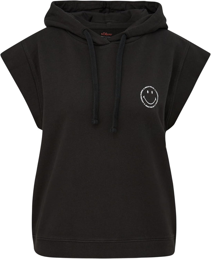 s.Oliver Kurzarm-Sweatshirt mit Smiley®-Print, Schwarz