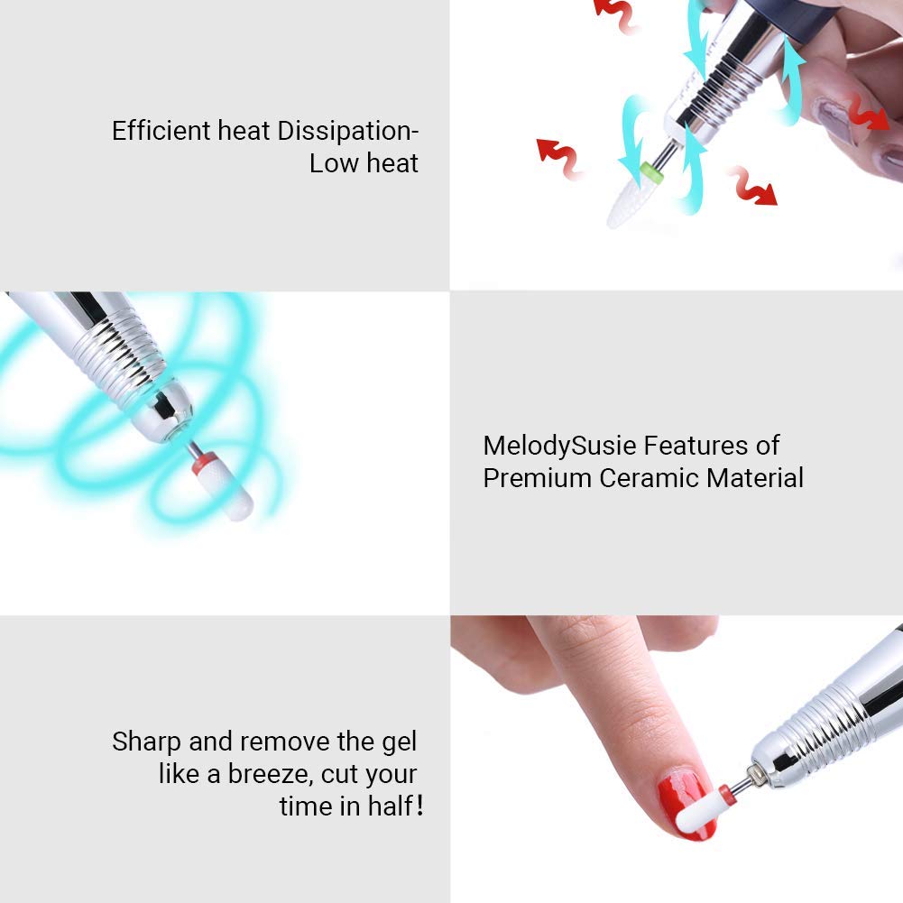 MelodySusie 7x Premium Keramik Bits Set Professioneller Schleifkörper Schleifkopf Nagelfräser Aufsät
