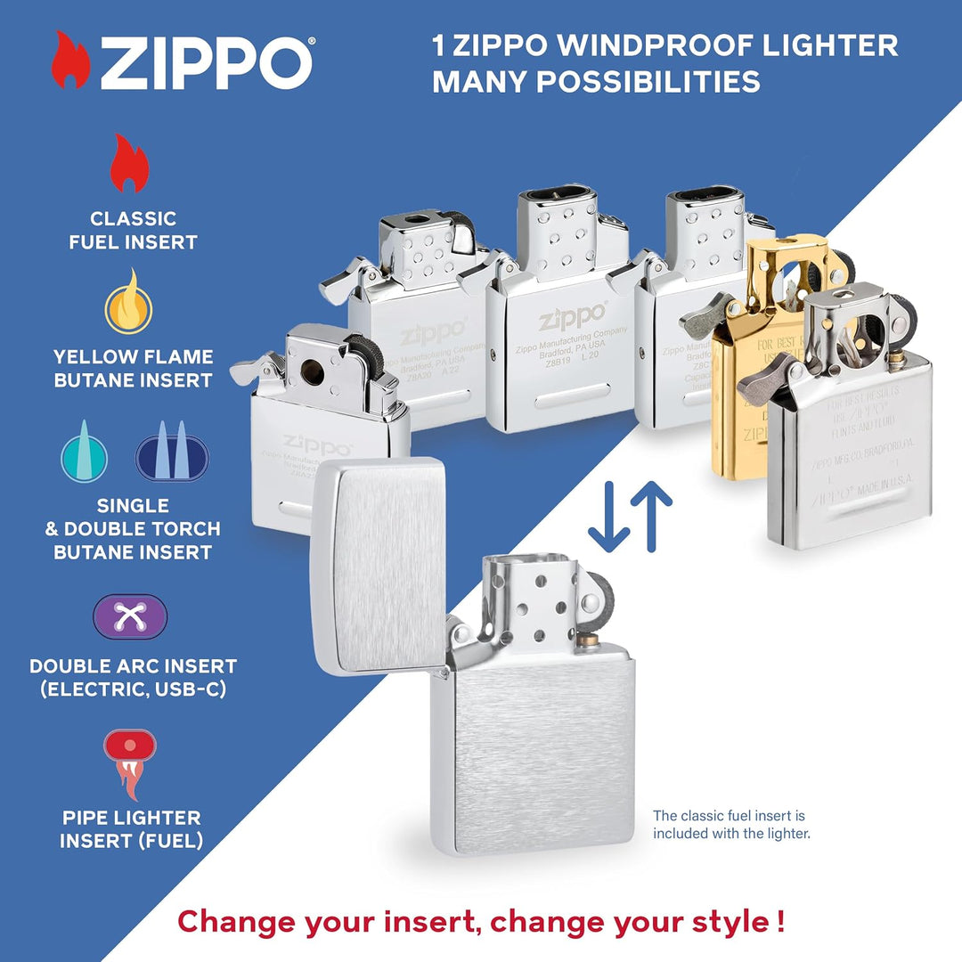 Zippo Sturmfeuerzeug - Modell Vintage - High Polish Brass Finish in Gold - Nachfüllbar - Wiederverwe