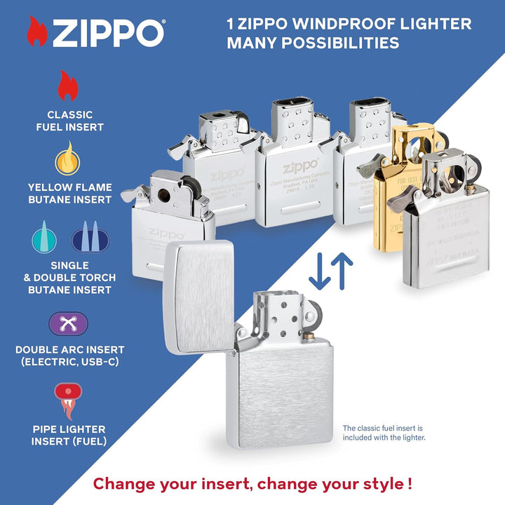 Zippo Sturmfeuerzeug - Modell Vintage - High Polish Brass Finish in Gold - Nachfüllbar - Wiederverwe