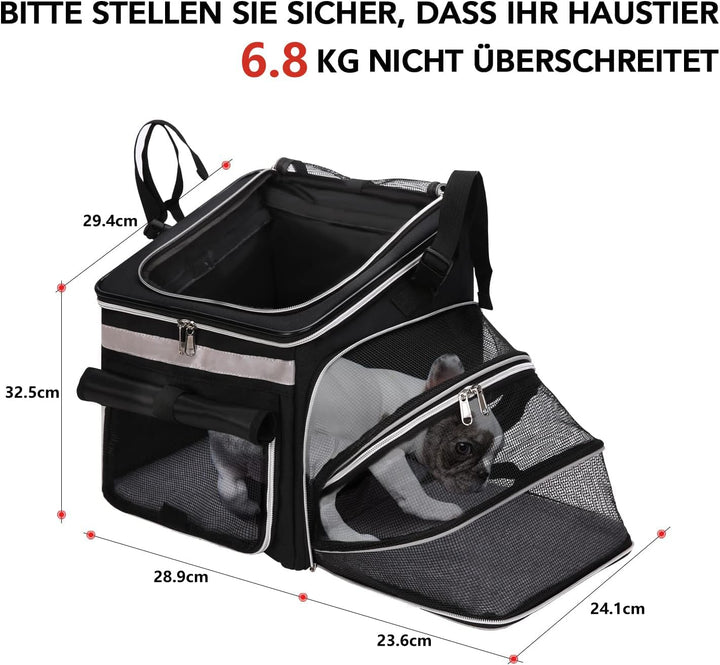 Haustier Fahrradtasche für Hunde Katzen, Haustier Rucksäke mit Vorne Atmungsaktiv Netzfenster, Faltb