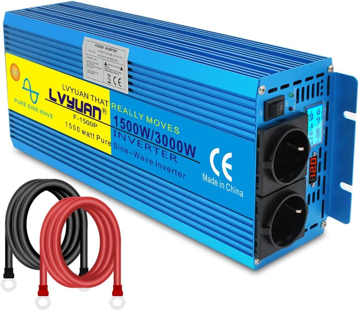 Yinleader Spannungswandler 1500W/3000W 12V 230V Reiner Sinus Wechselrichter LED+LCD Power Inverter m