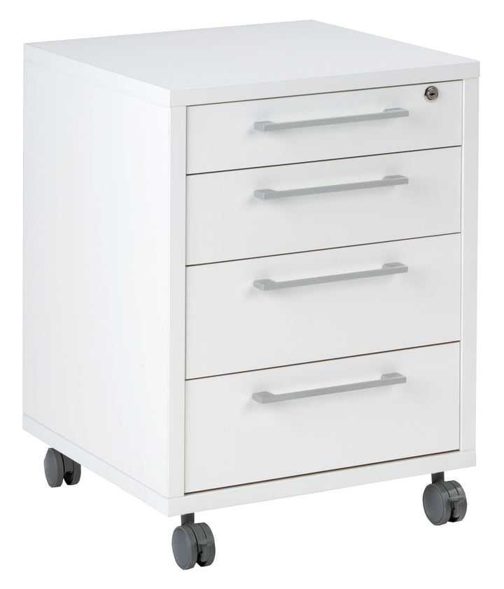 Container Rollcontainer Schubladenschrank | Weiss | 4 Schubladen | Abschliessbar