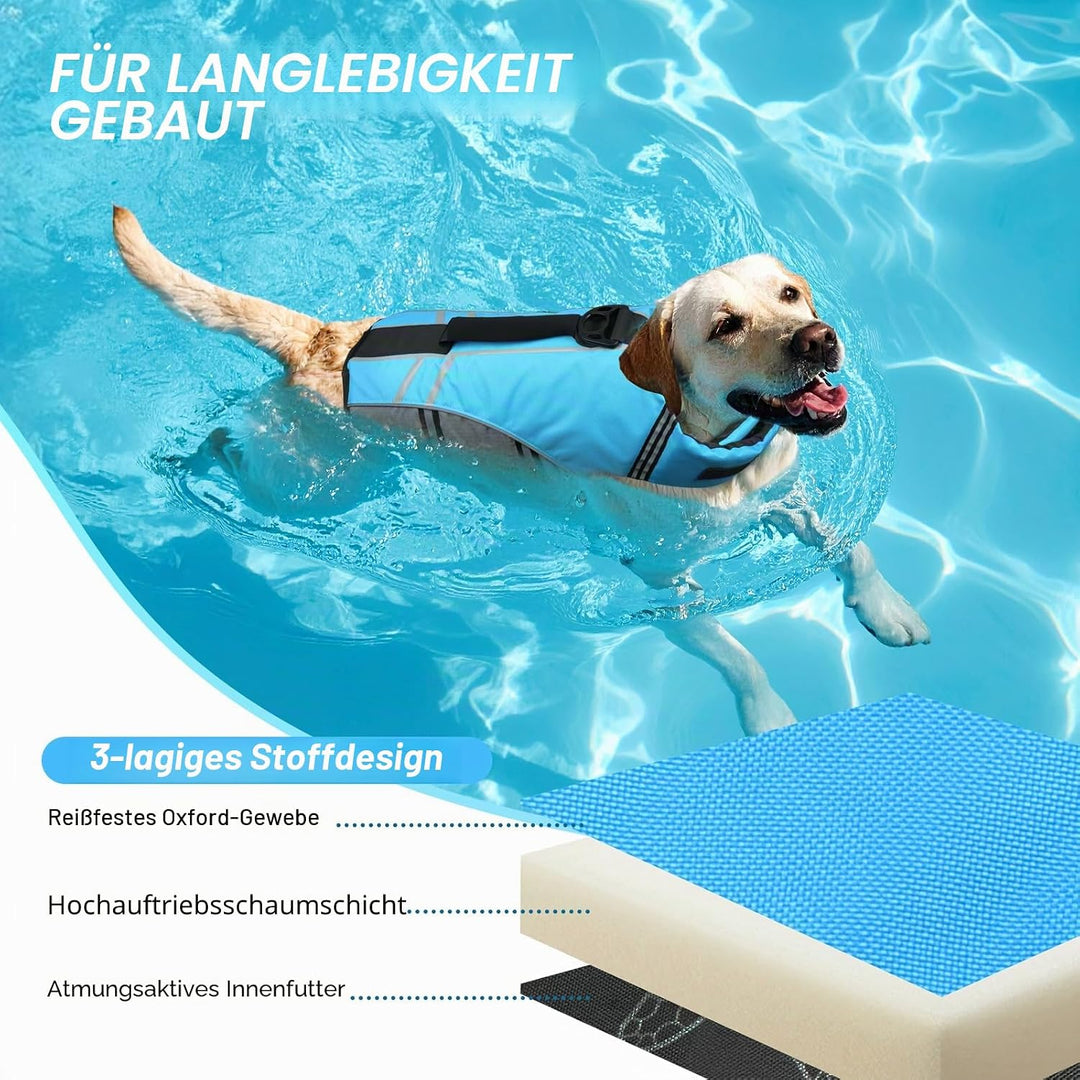 VIVAGLORY Sportstil Schwimmweste für Hunde mit Hervorragendem Auftrieb, Einstellbar &amp; Langlebig Schw