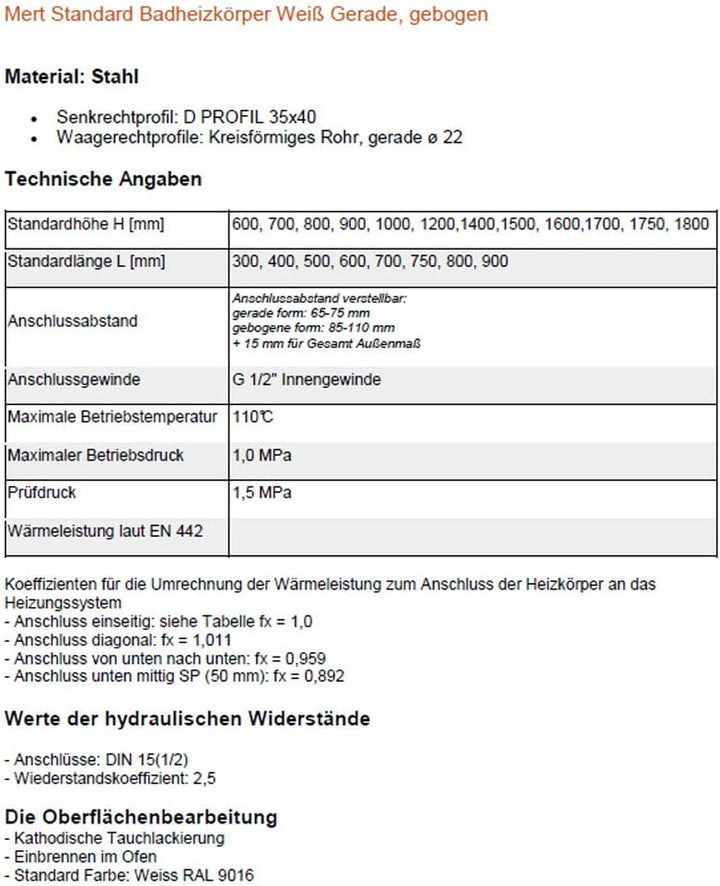 Badheizkörper Handtuchheizkörper mit Mittelanschluss weiss gerade 300x800 mm Stahl 30x80, Stahl 30x8