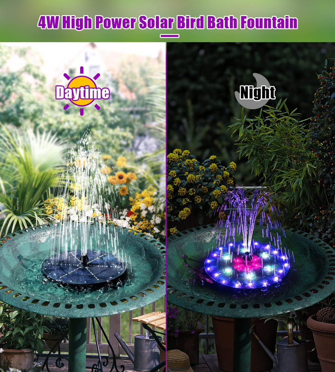 SZMP 4W LED Solar Springbrunnen für aussen,2023 Upgraded Solarbrunnen Teichpumpe mit 8 DIY Effekte W