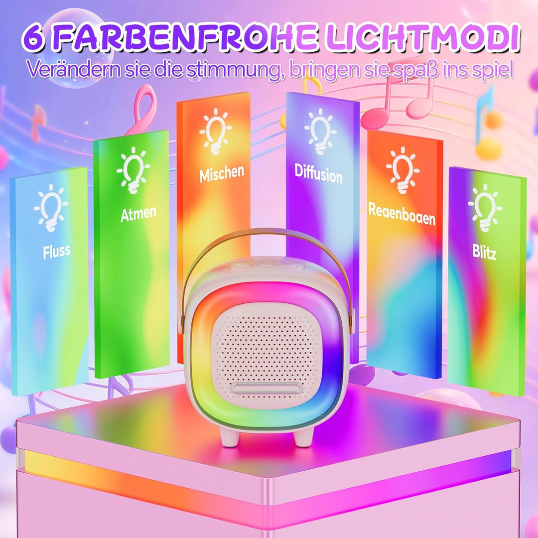 Karaoke Maschine Kinder, Mini Karaoke Maschine mit 2 Mikrofonen, Karaoke Kinder Mikrofon mit Stimmef