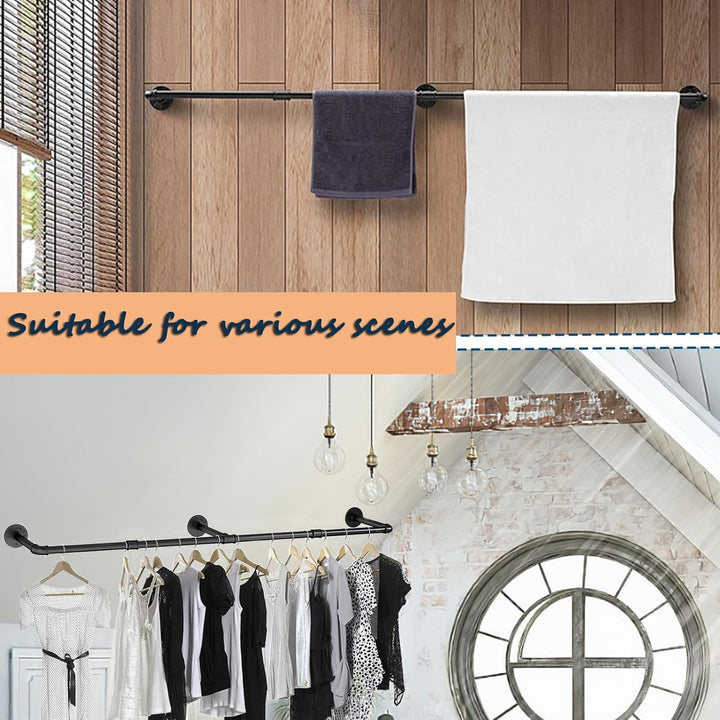 Royouzi Kleiderstange Wandmontage 184 cm Wandmontiertabnehmbarmetall Garderobenstange, Wird Zum Plat