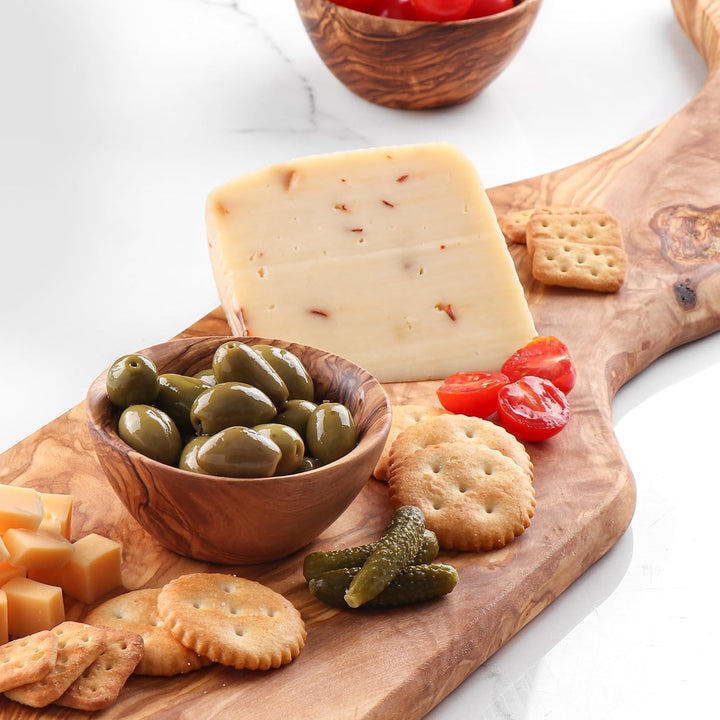 Handgefertigtes Schneidebrett aus Olivenholz, 60 cm, grosses rustikales Charcuterie-Brett | Käse- un