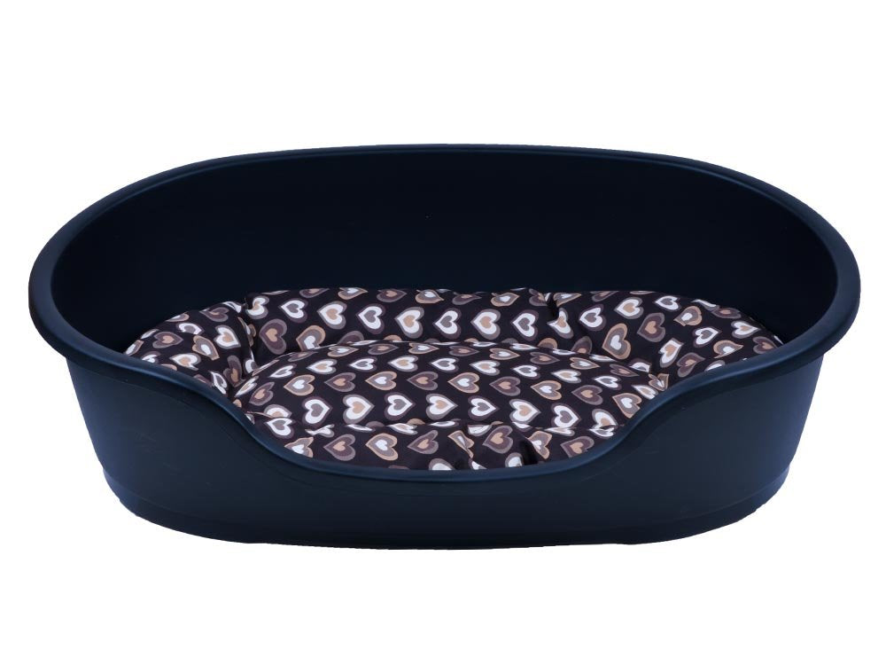 adena Hundekorb 71 x 48 cm anthrazit + Kissen Herzen braun