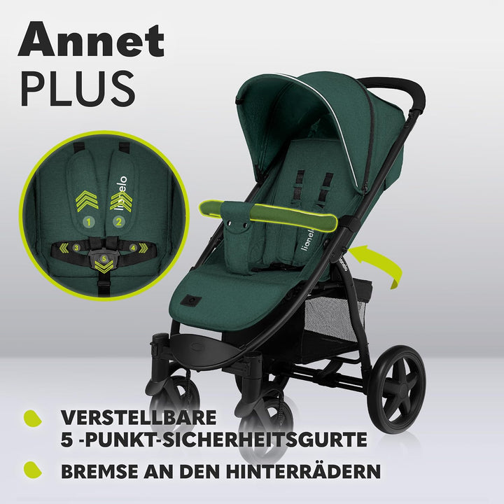 LIONELO Annet Buggy bis 22 kg mit Liegefunktion, Kinderwagen klein zusammenklappbar mit Zubehör, Eva