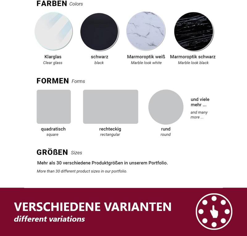 Euro Tische Glasplatte für Kaminofen oval 100 x 60 cm Schwarz - Glasscheibe mit 6mm ESG Sicherheitsg