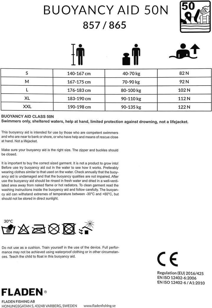 Fladen Rescue-System – 50N 857 Schwimmhose und Trägerhose ITW Nexus Schnallen verstellbare Träger –