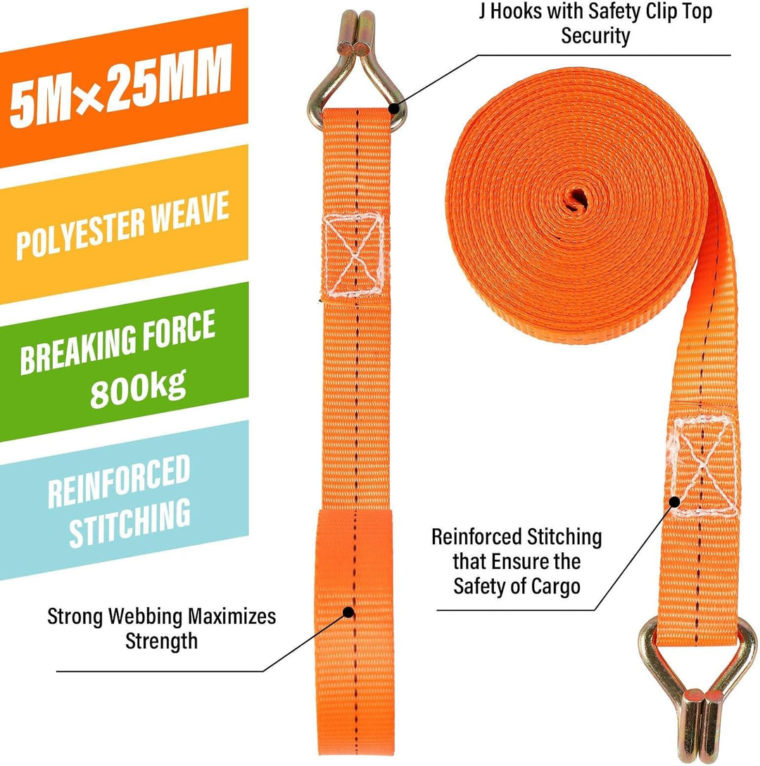 Spanngurte mit Ratsche 10 Stück 800 kg TÜV/GS Zertifiziert - 5m*25 mm 800 daN Zweiteilig Zurrgurte R
