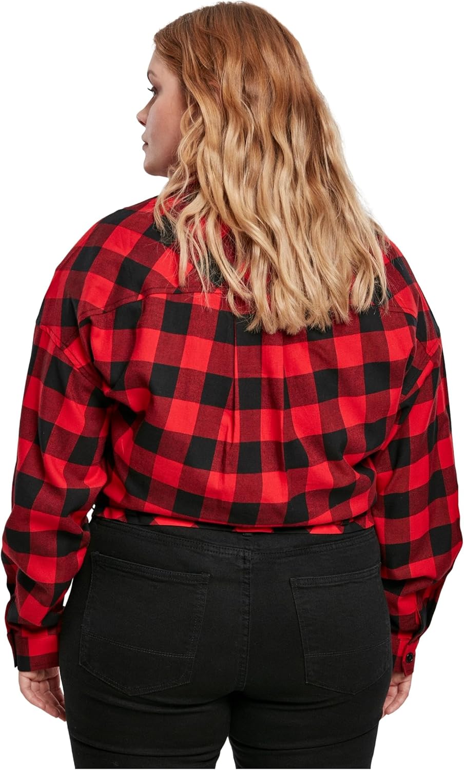 Urban Classics Damen Ladies Short Oversized Check Shirt L Grosse Grössen Black/Red, L Grosse Grössen