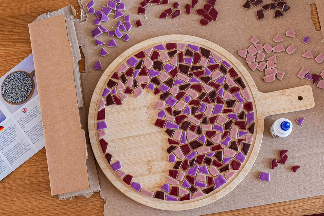 Little Creations mosaik Servierbrett Rund | DIY Bastelset Erwachsene | Gestalte deine eigene Servier