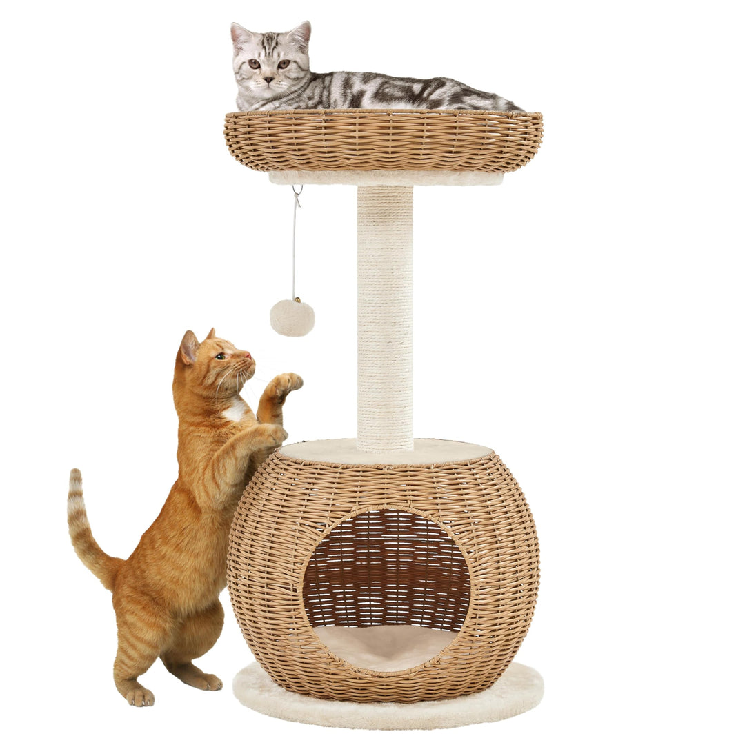 Yaheetech Kratzbaum Ratten Kletterbaum für grosse Katze, Stabiler Katzenkratzbaum mit Katzenhöhle Pl