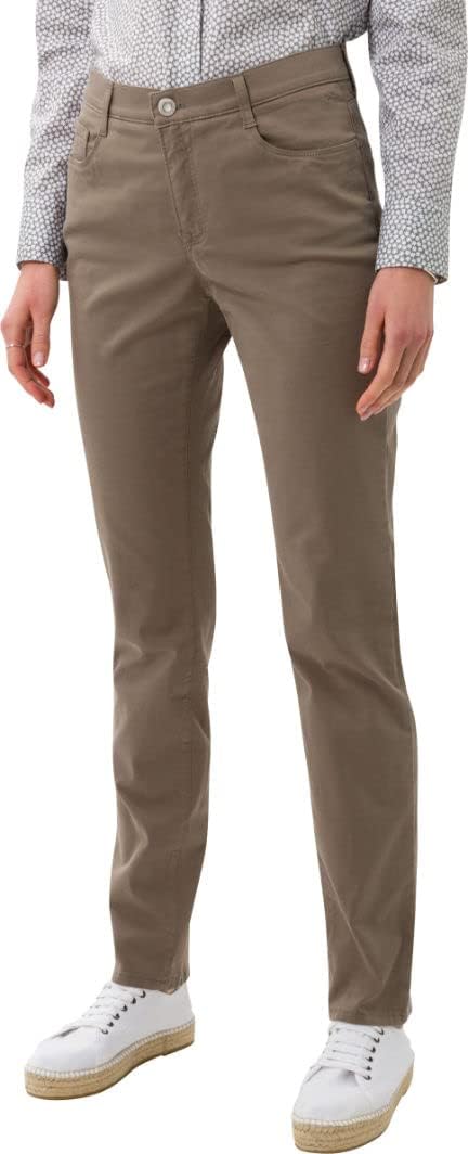BRAX Damen Style Carola Five-Pocket Wertigem Baumwollsatin Hose 25W / 32L Khaki, 25W / 32L Khaki