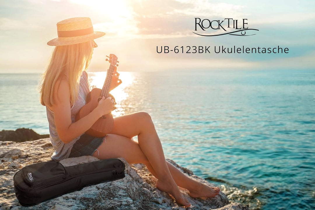 Rocktile Tasche für Sopran-Ukulele Schwarz - Gigbag für Sopran-Ukulele - Maximale Innenmasse (LxBxH)