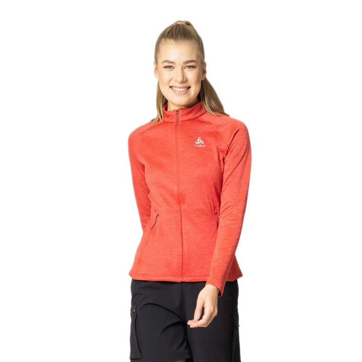 Odlo Damen FLI Jacke Fleecejacke Fleecepullover XL Cayenne Melange, XL Cayenne Melange