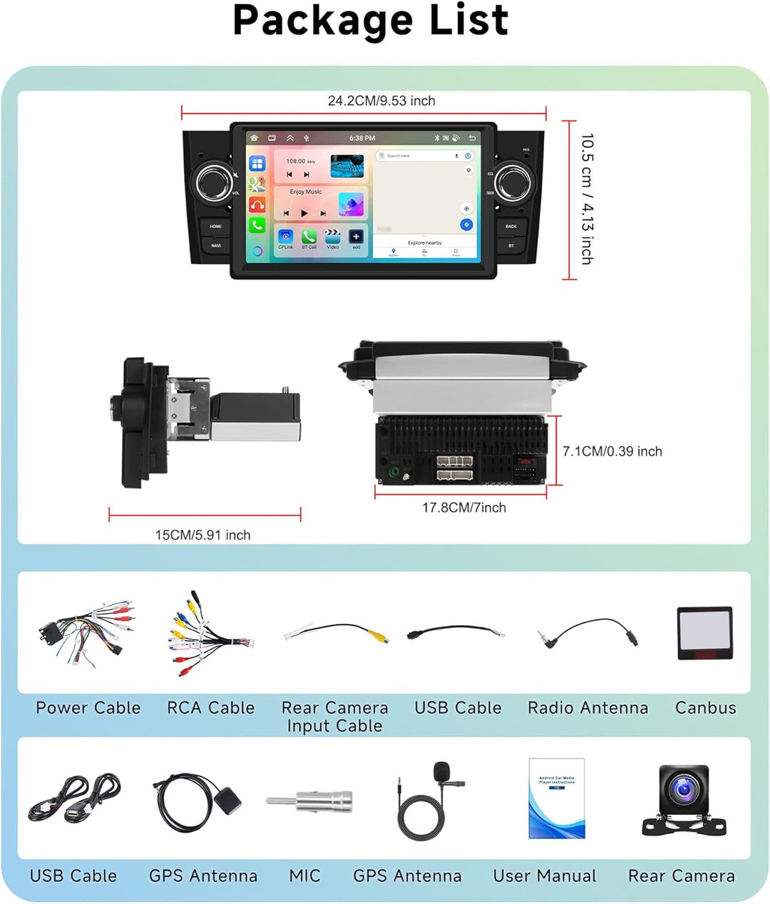 4G+64G 8 Kern Autoradio für FIAT Punto 2005-2009/Linea 2007-2011 Carplay Android Auto,Android 15,7 Z