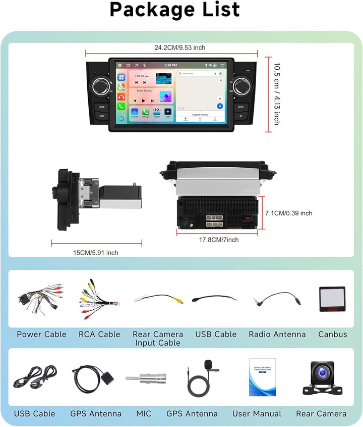 4G+64G 8 Kern Autoradio für FIAT Punto 2005-2009/Linea 2007-2011 Carplay Android Auto,Android 15,7 Z