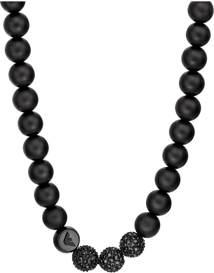 Emporio Armani Herren-Halskette, Edelstahl-Halskette Schwarz, Schwarz