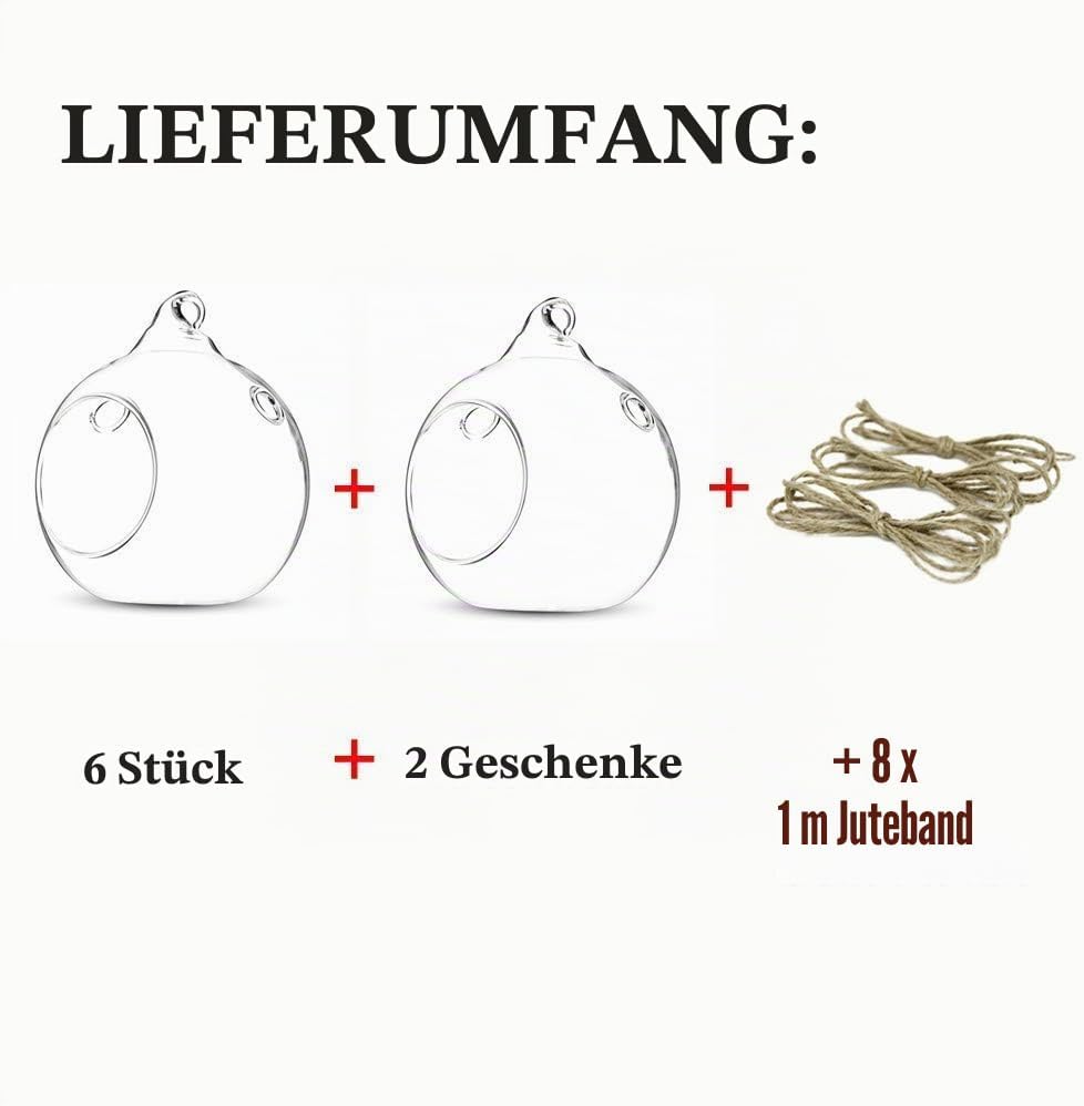 NUPTIO 8 Stücke 8cm Hängen Glaskugel Teelicht Kerzenhalter Hause Hochzeit Mittelstücke Decor Garten