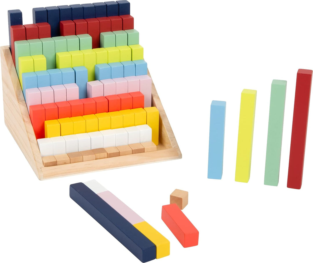 small foot Rechenstäbchen XL-Lernbox "Educate", aus Holz, farbenfroh, schulen das Zahlenverständnis,