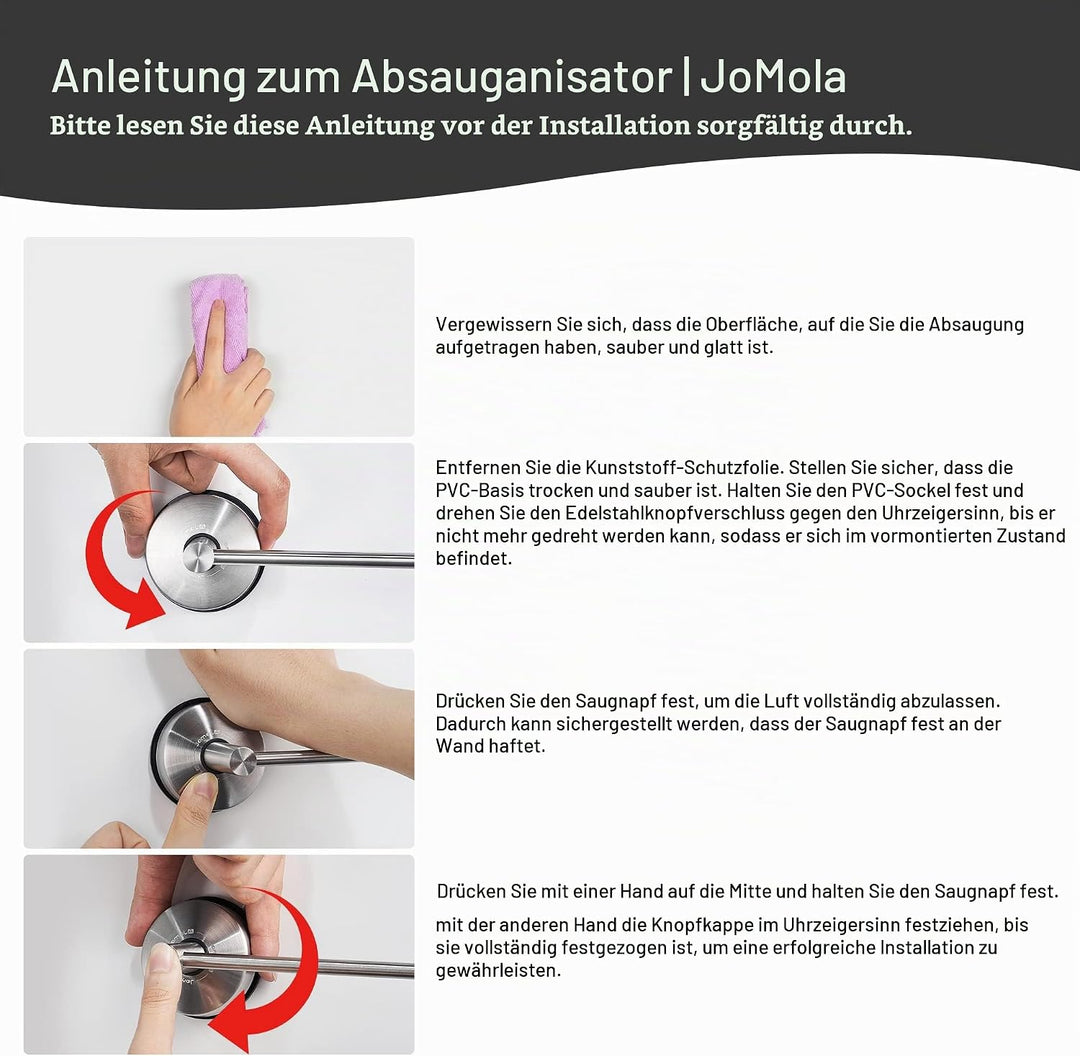 Handtuchhalter mit Saugnapf - JOMOLA Saugnapf Handtuchhalter ohne Bohren Edelstahl Gebürstet Hantuch