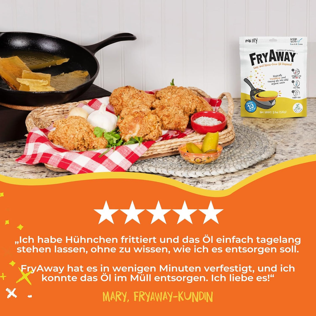 FryAway Super Fry Speiseöl-Verfestigungspulver, 100% pflanzlich, Altöl-Entsorgung, verfestigt bis zu