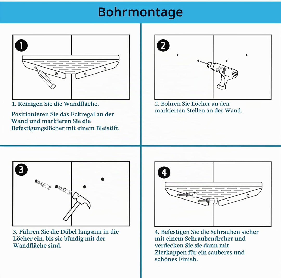 Duschablage Eckablage 304 Edelstahl ohne Bohren Duschkorb Shampoo Halter Wandmontage für Badezimmer