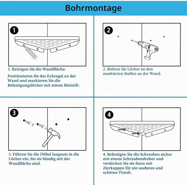 Duschablage Eckablage 304 Edelstahl ohne Bohren Duschkorb Shampoo Halter Wandmontage für Badezimmer