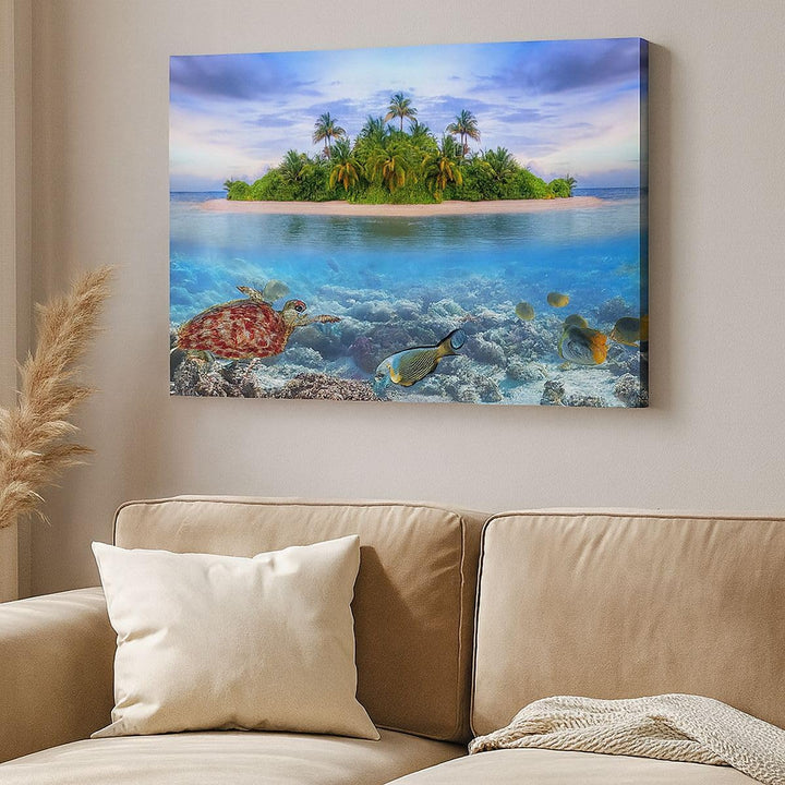 Bilder auf Leinwand 100x70cm Leinwandbild Strand lagune wasser ozean Gross Wanddeko Bild Schlafzimme