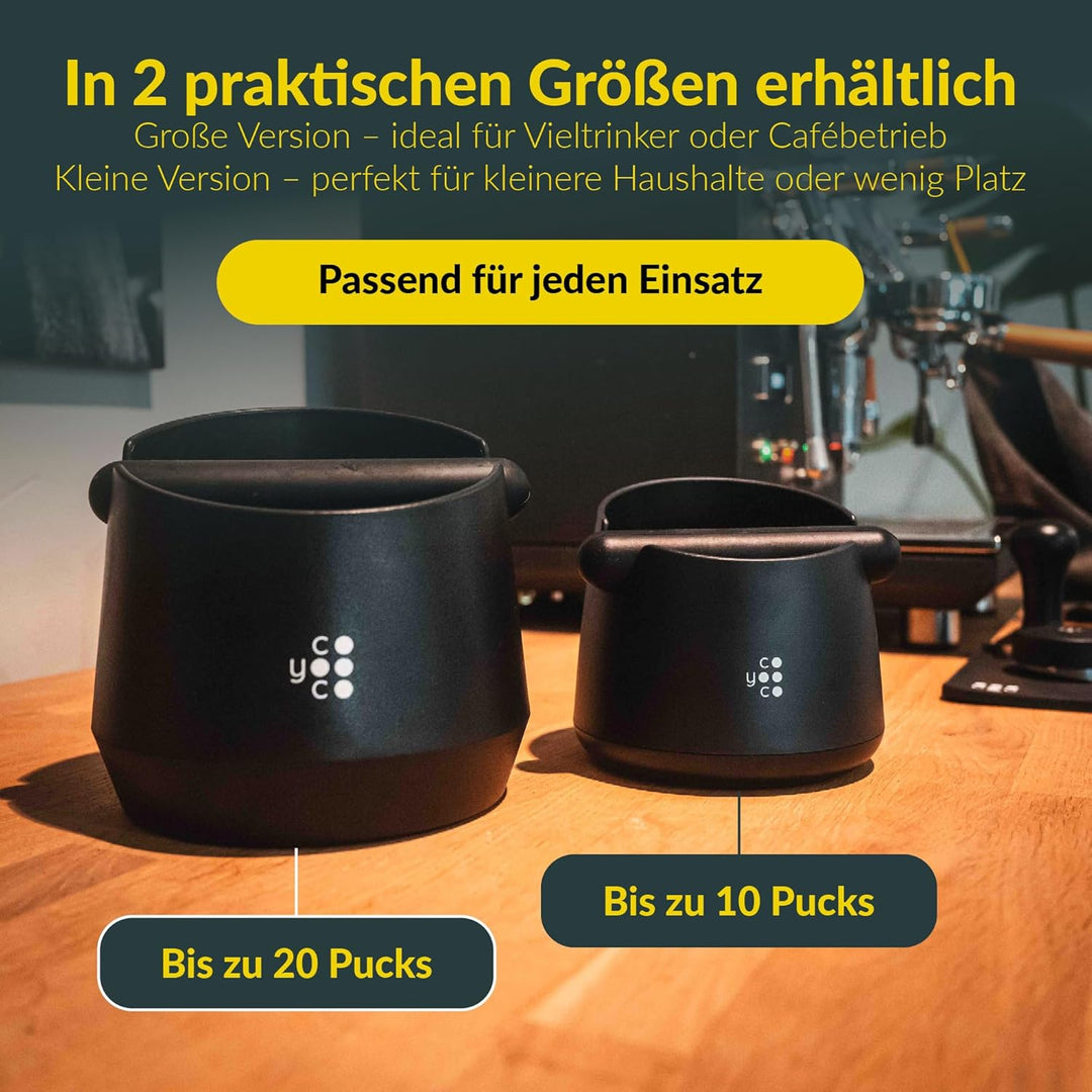 COYOOCO Abklopfbehälter für Siebträger gross – Espresso Knock Box geräuscharm mit rutschfestem Stand