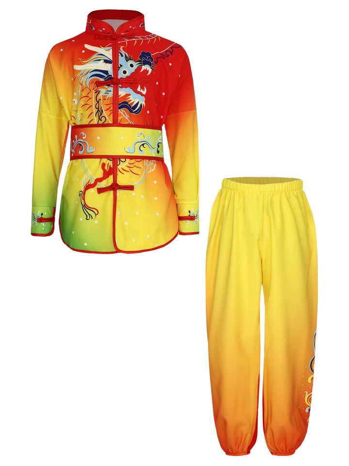 Mufeng Kinder Jungen Tai Chi Uniform Langarm Kung Fu Shirt mit Wushu Hose Chinesisch Kung Fu Wing Ch