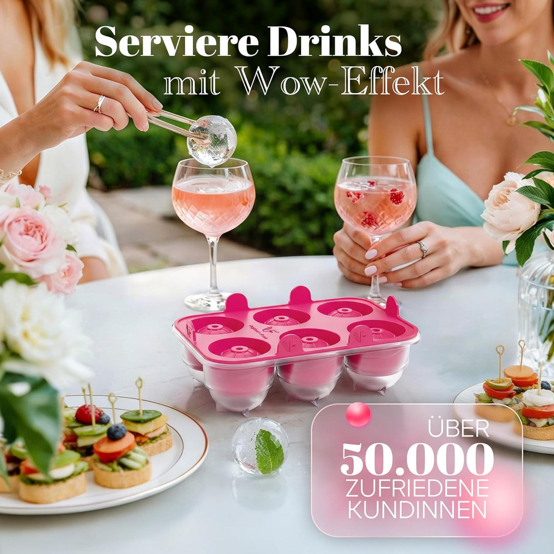 Neighbour’s Friend® Pink Eiskugelform XL 10er Set – Stylische patentierte Eiswürfelform für Cocktail